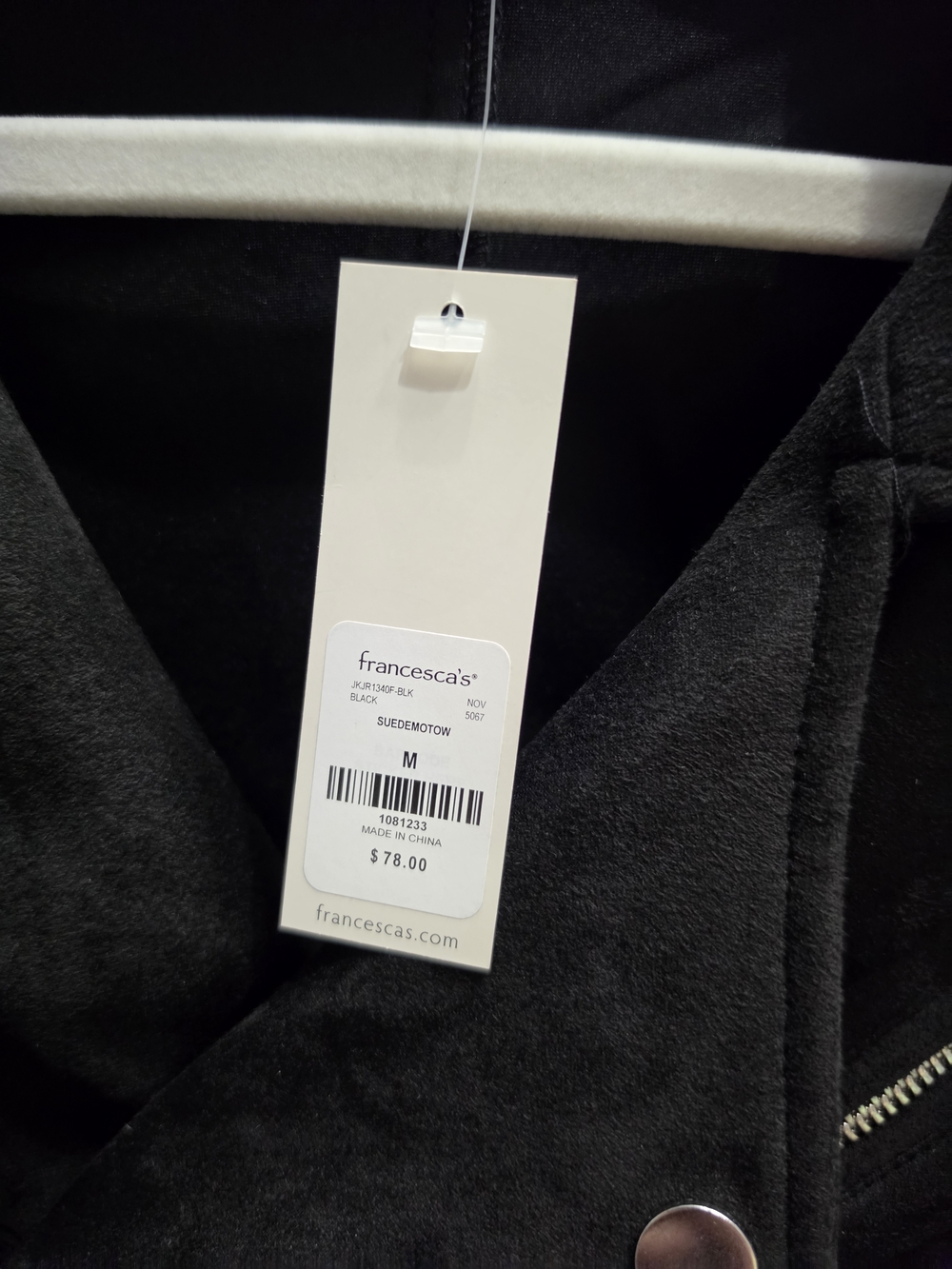 Francesca's Collections Stoosh Black Suede Cropped Moto Jacket NWT - Picture 5 of 6